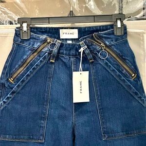 RE/DONE Le Palazzo O Ring Zip high waisted denim trouser style jean NWT size 27